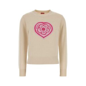 Kenzo Women Cream Cotton Blend Sweater